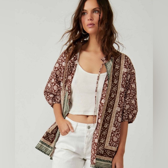 🌺👚Free People Border Batik Buttondown Top Blouse – S 8 10 2025 Trendy - Picture 3 of 14